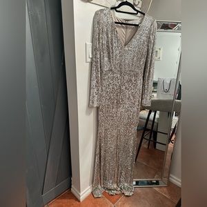 le chateau Silver Sequin Maxi Dress